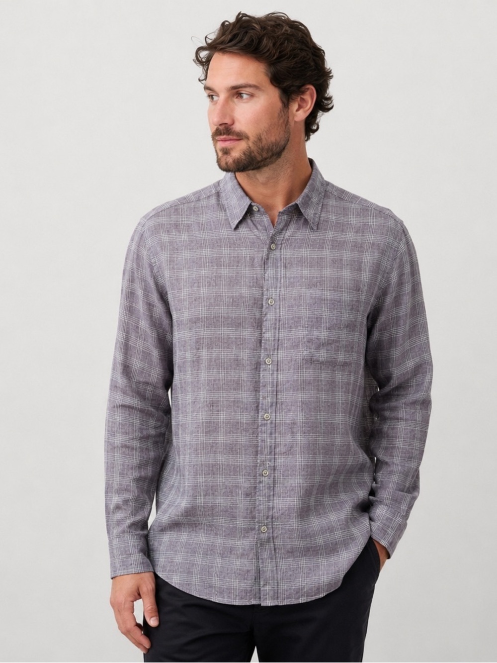 Banana Republic Factory Men’s Linen Plaid Button Up Shirt XL